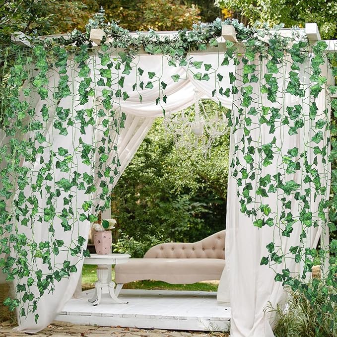 Alotiki 18 Pack 126 Feet Vines,Ivy,Ivy Garland,Fake Ivy,Fake Leaves,Ivy Vines,Artificial Vines,Green Vines,Leaves Room Decor,Vines for Bedroom,Wall Decor,Wedding Party