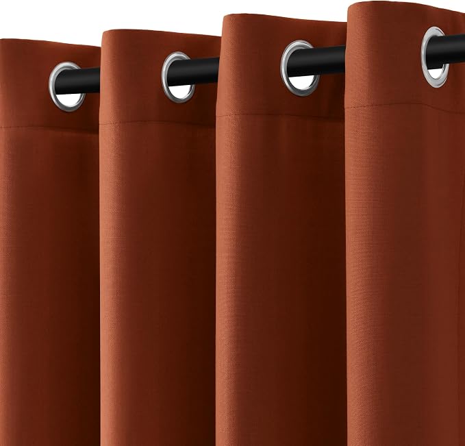 Terracotta Linen Curtains 108 Inches Long for Living Room 2 Panels Set Semi Sheer Light Filtering Grommet High Window Curtain 9ft Privacy Bedroom Drapes Textured Decor for Dining Room Bedroom 52X108