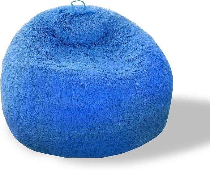 BCU Bean Bag Chair Cover Ultra Soft Fluffy Faux Fur Beanbag Cover Plush Living Room Chairs Cover for Adults and Kids, Light Blue