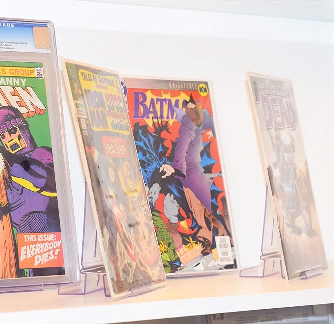 CollectorMount Comic Mount 3 Pack, Comic Book Shelf Stand or Wall Mount Display, Invisible and Adjustable