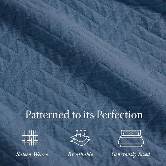 Threadmill Luxury Cotton Blankets for Twin Size Bed | All-Season 100% Cotton Twin Blanket for Bed | Criss Cross Jacquard Lightweight, Soft & Cozy Coverlet, 350GSM, 68x90 inches | Folkstone Blue