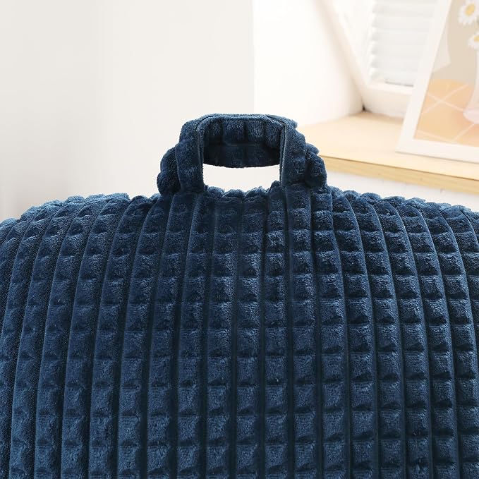 Reading Pillow with Arms for Bed Sitting,Blue Flannel | Large Supportive Backrest with Arms Helps Ease Neck,Shoulder & Arm Strain While Gaming Reading or Watching TV