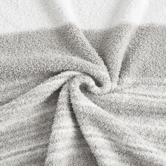 WRENSONGE Soft Throw Blanket for Couch-Cozy Reversible Knitted Blankets | Lightweight Warm Fluffy Decor for Women, Mom, Her & Girls, Sofa, Chair, Bed, 50x70in,Grey Stripe