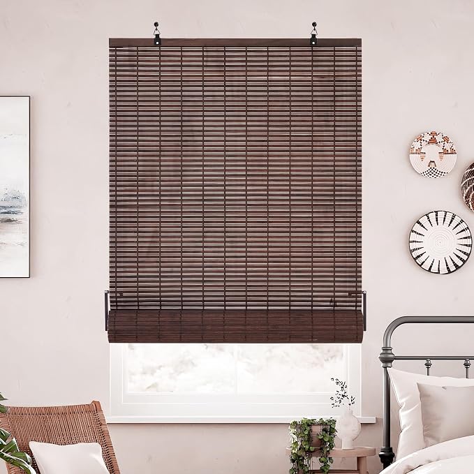 ALIMOO Cordless Bamboo Roller Shades for Interior Windows, Light Filtering Cordless Roman Shades Blinds for Indoor Home Patio Porch 60" W x 72" L