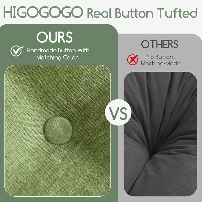 HIGOGOGO Papasan Chair Cushion with Chenille Cover (Without Chair), Soft Supportive Cushion, Green, 48 x 48 Inch