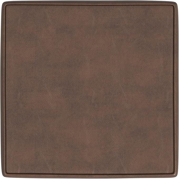 HomePop Square Ottoman with Lift Off Top - Brown Faux Leather