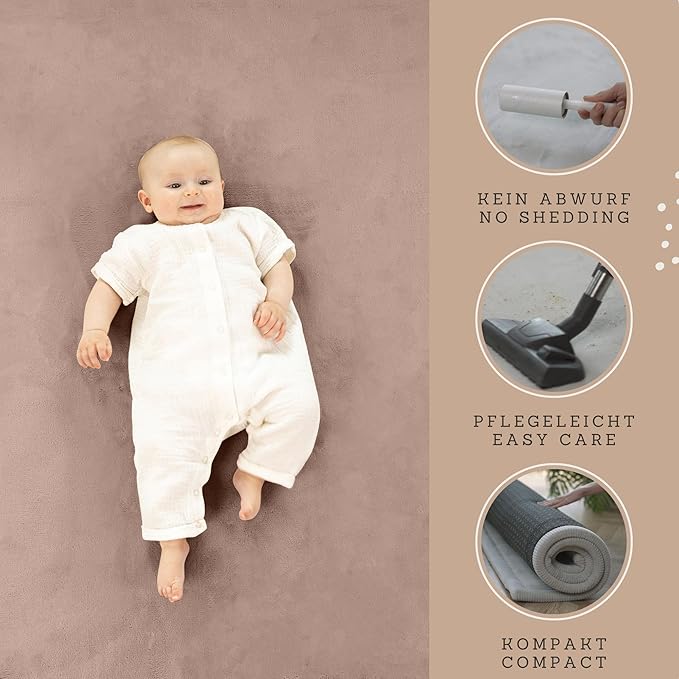 Hakuna Matte CloudSoft Baby Play Mat for Floor 60" x 80" Brown – Coral Velvet Memory Foam Rug for Crawling & Cozy Play – Non-Slip, Water-Resistant, Easy-CareTummy Time Mat, Playmat for Playpen