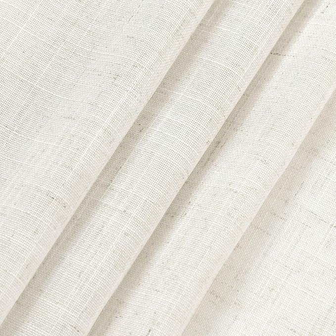Cream Kitchen Linen Textured Curtains 63 Inch Length 2 Panels Back Tab Pocket Semi Sheer Light Filtering Backtab Shade for Window Cafe Curtain Neutral Boho Solid Drapes for Bedroom Bathroom 36Wx63L