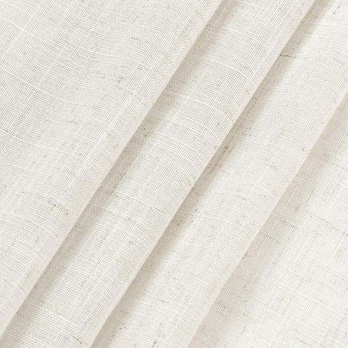 Nanspring Cream Semi Sheer Linen Curtains 72 inch Length for Living Room Back Tab Rod Pocket Modern Farmhouse Coastal Decor Cotton Textured Gauze Curtains for Dining Room Office Sunroom 38x72
