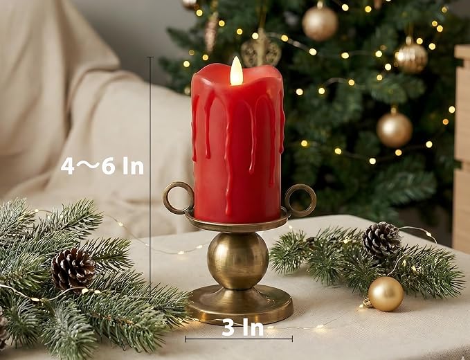Flameless Pillar Candles Flickering with Remote Timer, Battery Operated LED Candles Up to 400 Hours, 3D Moving Flame Real Wax Candles. (Red with Dripping Tear)