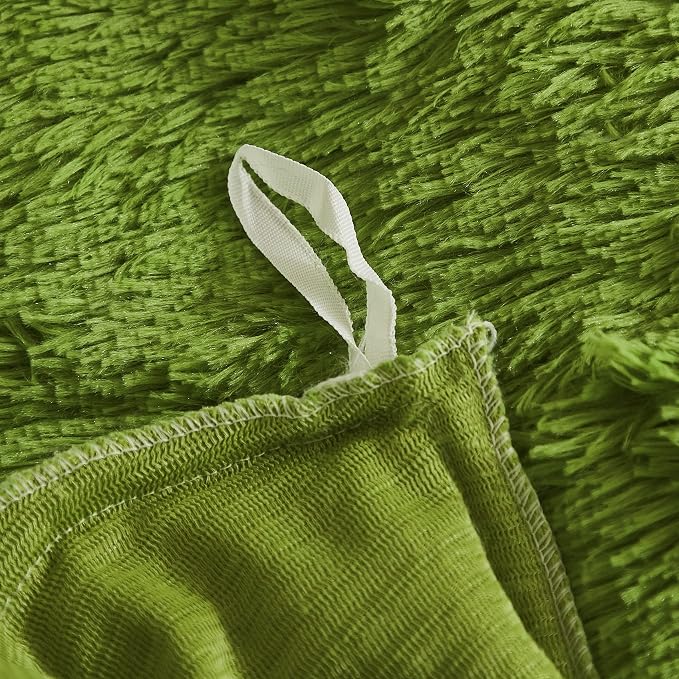 Faux Fur Velvet Fluffy Bedding Duvet Cover Set Down Comforter Quilt Cover with Pillow Sham, Ultra Soft Warm (Apple Green, Twin)