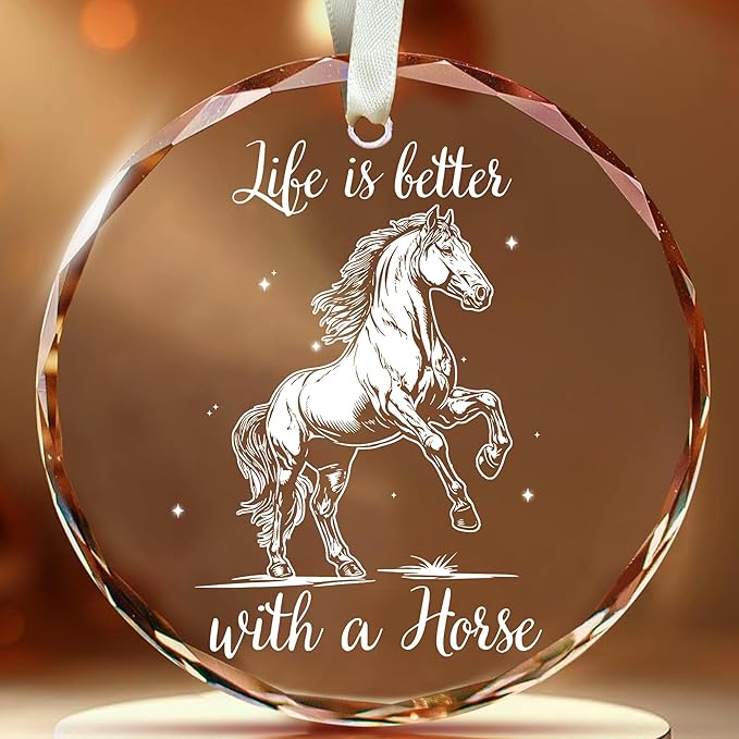 Horse Glass Ornament – Horse Christmas Ornaments for Tree, Unique Horse Gifts for Women, Horse Themed Gifts, for Horse Lovers, Horses Ornaments for Christmas Tree