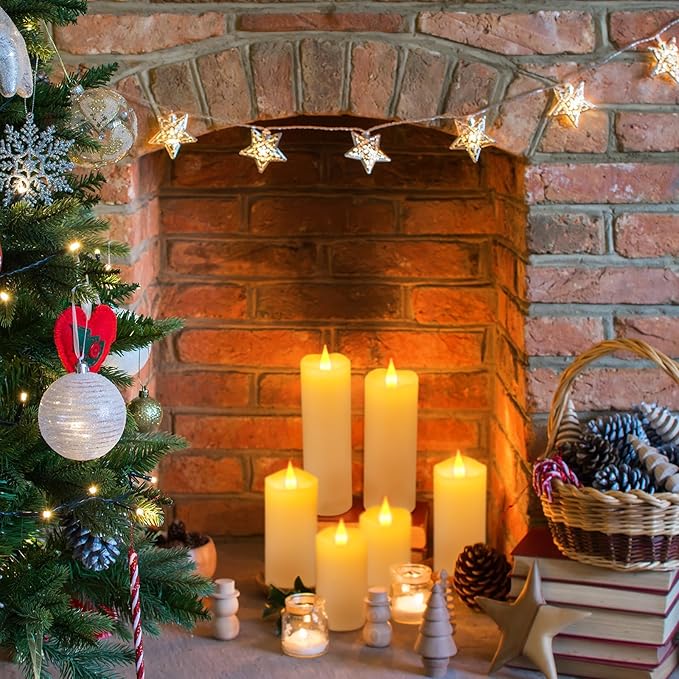 Real Wax Rechargeable LED Flameless Candles with Remote and Timer,USB Flickering White Pillar Candles-9 Pack for Home Decor Halloween Christmas Decor