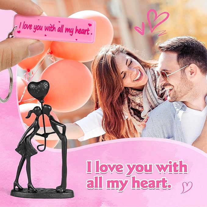 Kresecioo Kissing Couple Small Statue Cast Iron Sculpture Decor, Wedding Anniversary Romantic Gifts for Couple Women Men Wife Husband Girlfriend Boyfriend, Mothers Day Birthday Gifts for Wife