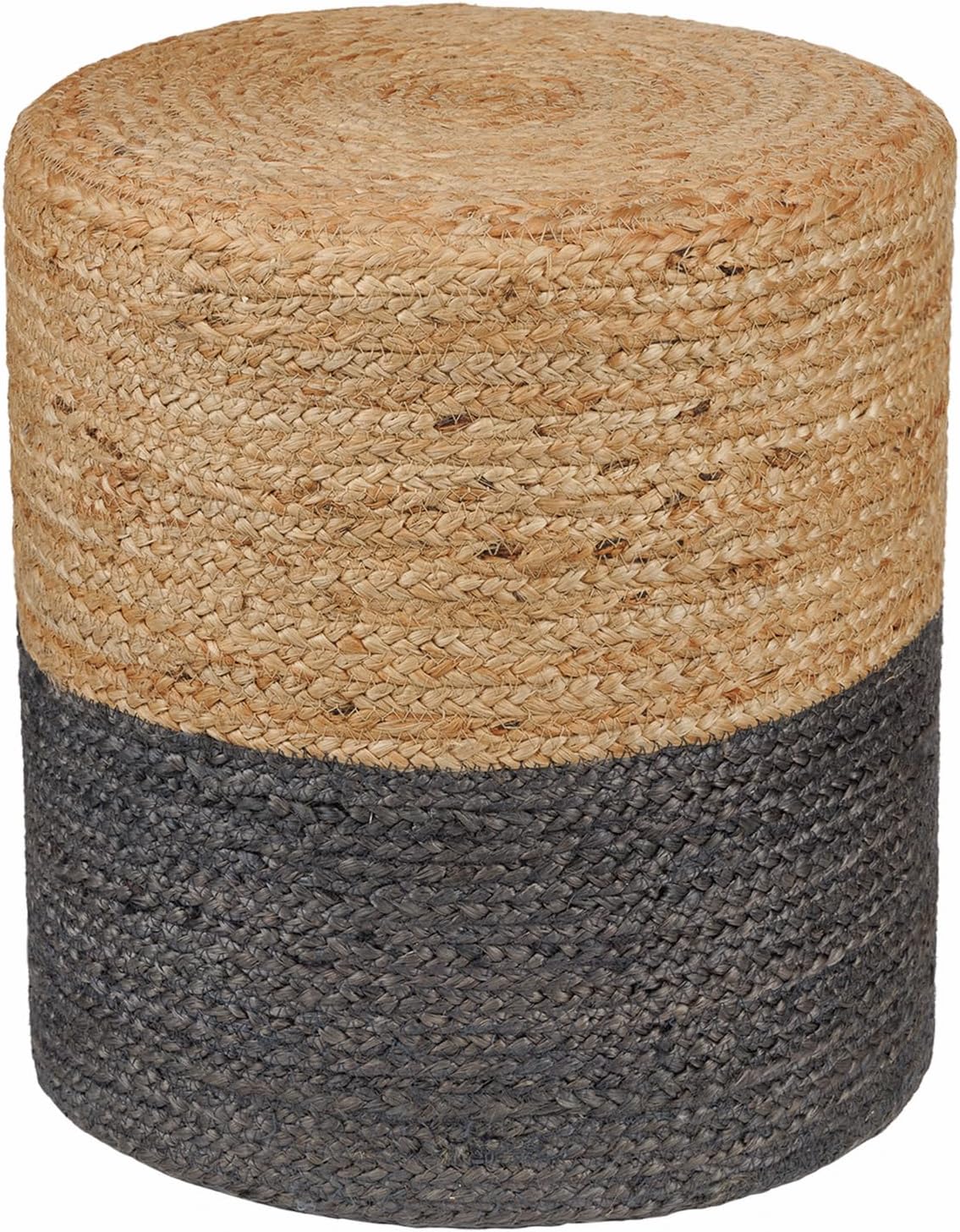 REDEARTH · Cylindrical Pouf Foot Stool Ottoman - Jute Braided Pouffe Poof Accent Sitting Footrest for Living Room, Bedroom, Nursery, Patio, Lounge - Set of 2 (14.5”x14.5”x16”; Natural Gray)