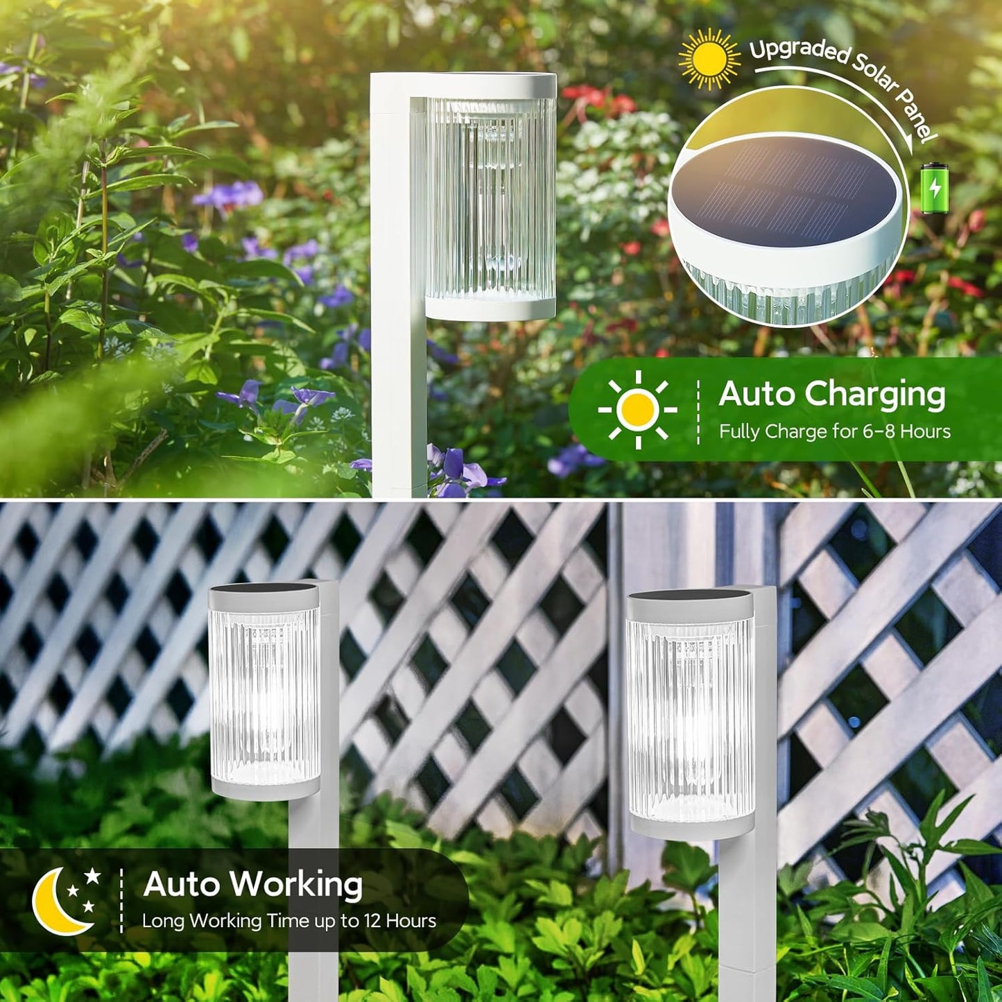 Solar Pathway Lights Outdoor, 2 Pack Upgraded Outdoor Solar Lights for Outside Super Bright Up to 12Hrs, IP65 Waterproof Solar Garden Lights for Yard Landscape Path Walkway Decoration(Cool White)