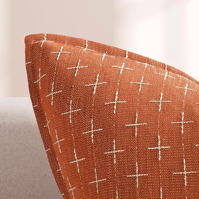 ZWJD Pillow Covers 16x16 Set of 2 Soft Polyester Textured Pillow Covers with Stylish Flange Edge Cozy Farmhouse Throw Pillows for Couch Bed Sofa Living Room