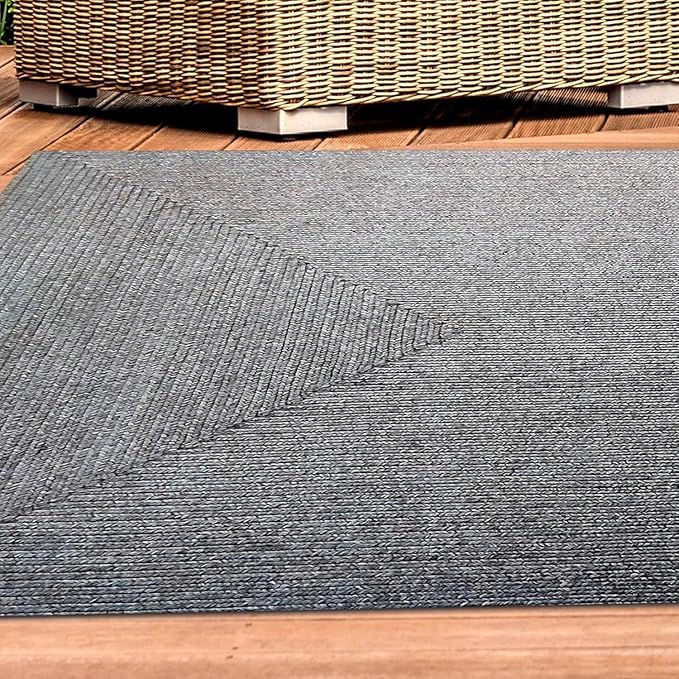 Superior Indoor Outdoor Area Rug, Handwoven Reversible Braided Home Decor for Living Room, Kitchen, Dining Room Floors, Patio, Front Porch, Deck, Modern, Boho, Farmhouse Style, 8' x 10', Slate
