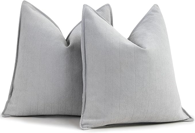 ZWJD Light Gray Pillow Covers 26x26 Set of 2 Chenille Throw Pillow Covers with Elegant Design Soft and Luxurious Decorative Throw Pillows for Couch, Bed, and Home Decor