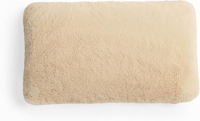 UnHide Squish Lumbar Pillow - Faux Fur Pillow - Extra Soft Throw Pillow - Rectangular Shaped, Polyester Fill - Machine Washable - Perfect for Living Room Or Bedroom - 10” x 18” - Beige Bear