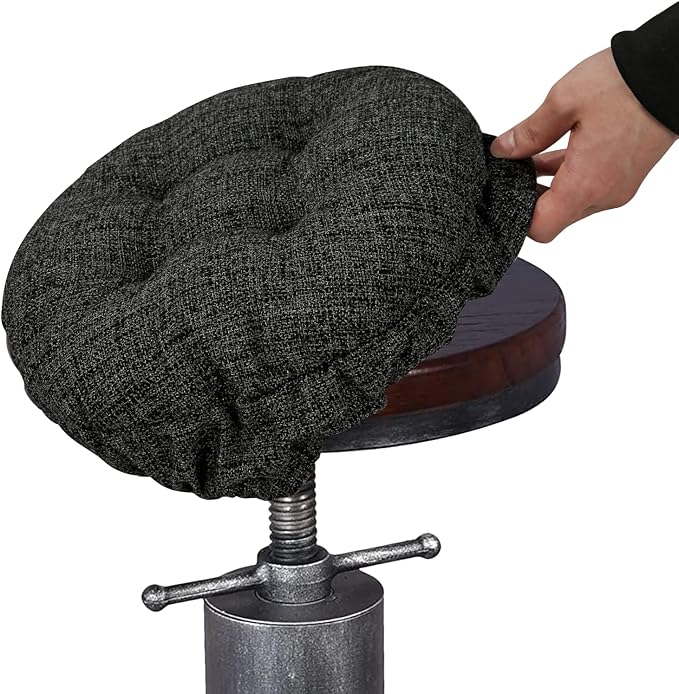 SINOSSO Modern Bar Stool Cushion Dia.12, Fashion Interweaving Design Anti-Skid Silicone Round Stool Seat Cushion Cover Padded (Black, S,1)
