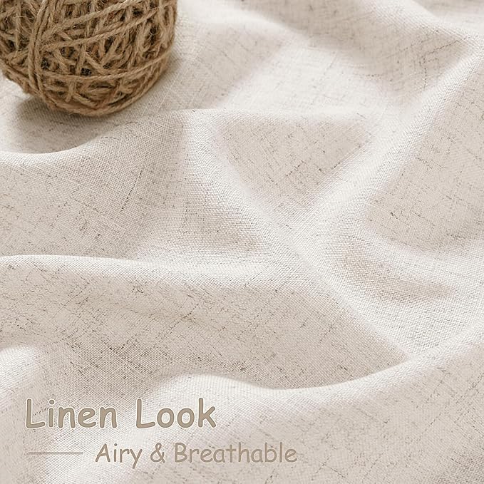 Nanspring Beige Cafe Curtains 24 Inch Length Linen Blend Privacy Cortinas para Cocina Back Tab and Rod Pocket Rustic Farmhouse Short Curtain for Half Window Kitchen/Bathroom 30 x 24, 2 Panels