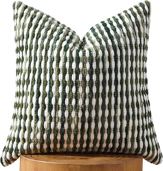 AmHoo Boho Chenille Pillow Cover Decorative Tufted Pillowcase for Couch Bed Sofa Bedroom Living Room Modern 20 x 20-Inch Sage Green