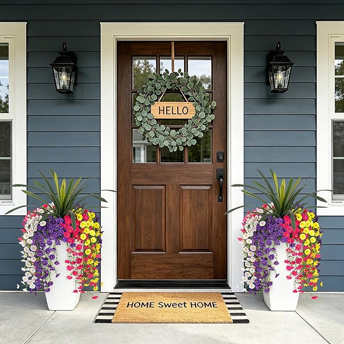 8 Bundles Fake Artificial Morning Glory Flowers for Outdoors, 1 Bundle Faux Greenery Plants UV Resistant Weatherproof for Indoor Outdoor Garden Patio Window Box Home Decor