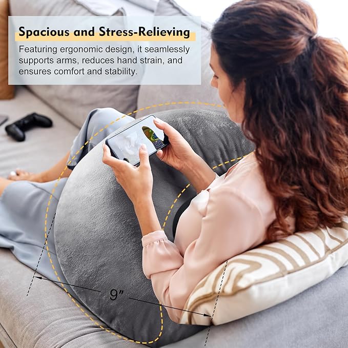 vamorry Gaming Pillow Arm Support Pillow for Bed & Sofa: Ergonomic U-Shaped Lap Pillow with Elbow Rest for Adults & Kids - Reduces Arm Pain & Fatigue During Gaming, Reading, Working & Crocheting