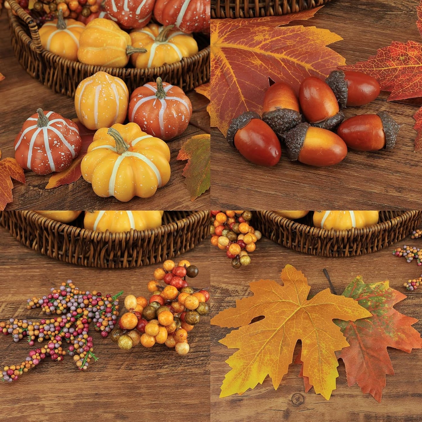 22 PCS Kit Artificial Pumpkins Decorations, Plastic Pumpkins for Autumn Decorating Kit Halloween Thanksgiving Party Supplies