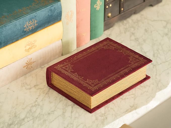 Decorative Vintage Book Shaped Trinket Storage Box - Red