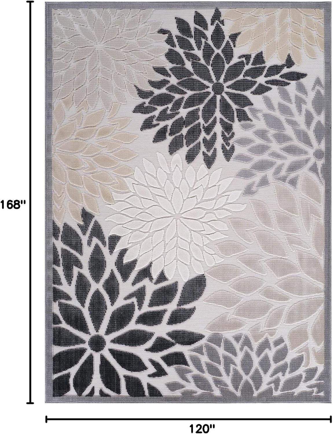 Beverly Rug Outdoor Rug 10x14 Large Modern Floral Tropical Area Rugs for Indoor and Outdoor Patio Easy to Clean Non Shedding Living Room Porch Garden Washable Outside Carpet (10 x 14 Beige)