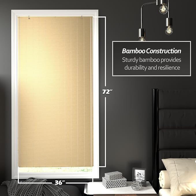 Red Lantern Matchstick Cordless Window Shade - Natural, 36" Wide