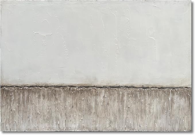 NANKAI Art 30x45 inch Hand-Painted White and Grey Minimalist Oil Painting Large Canvas Painting Modern Abstract Art Home Office Wall Decoration Painting