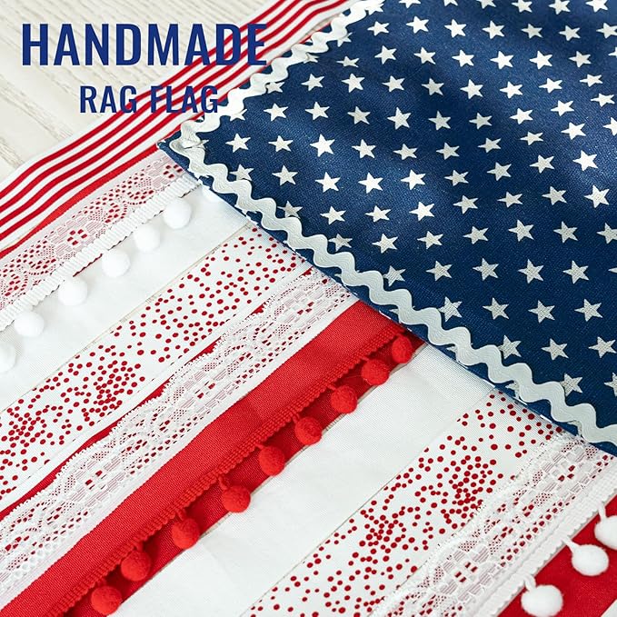 4th of July Decorations - Memorial Day Decor - 4 x 2.3 Ft Rag American Flag Banner for Home Party Supplies - Fourth of July Independence Day Accessories for 250th Anniversary Celebration Indoor Outdoor Decoration