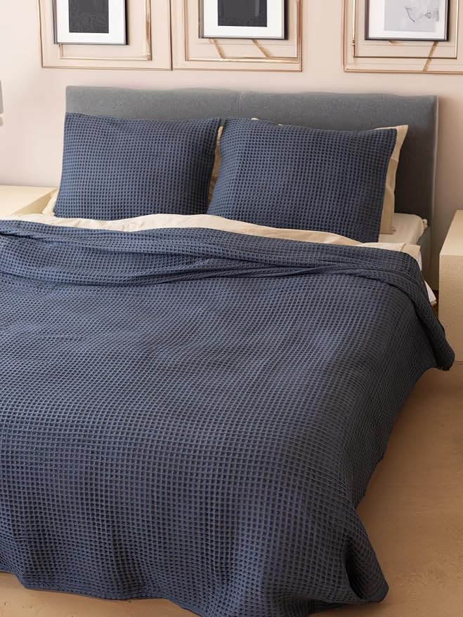 Premium Waffle Throw Blanket Twin Size Anthracite - Luxury, Pure 100% Turkish Cotton, Light and Airy Waffle Weave All-Season Quilt - Decorative Bedspread (Anthracite, Twin 63" x 91" Inch)