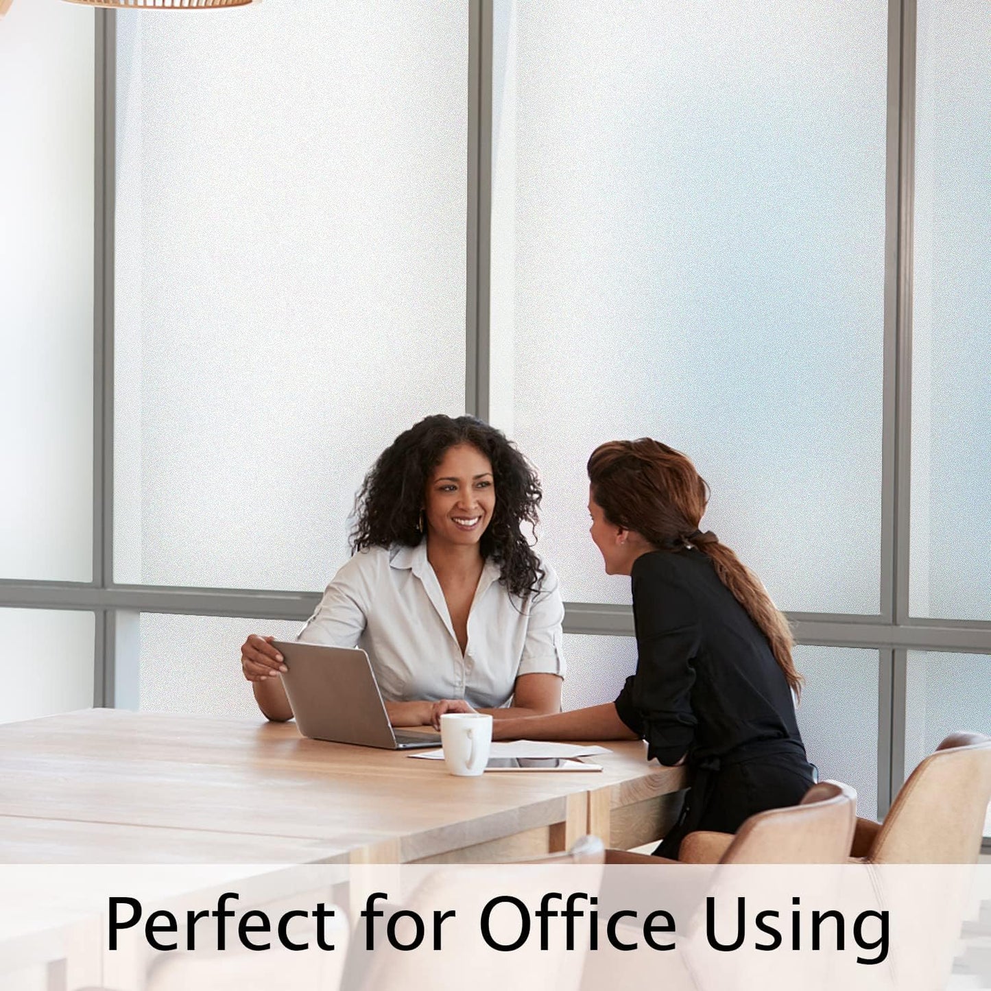 HIDBEA Frosted Window Privacy Film Heat Control UV Blocking, Static Cling Non-Adhesive Reusable Door coverings for Bathroom Home Office (Frosted 17.7 Inch x 8.2 Feet)