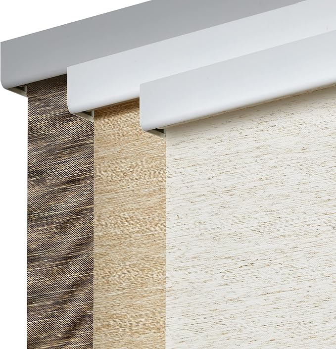 Persilux Custom Size Free-Stop Shades with Valance, Natural Woven Cordless Blinds, Light Filtering Roller Shades for Home, Roller Window Shades, Door Blinds for Windows (Brown)