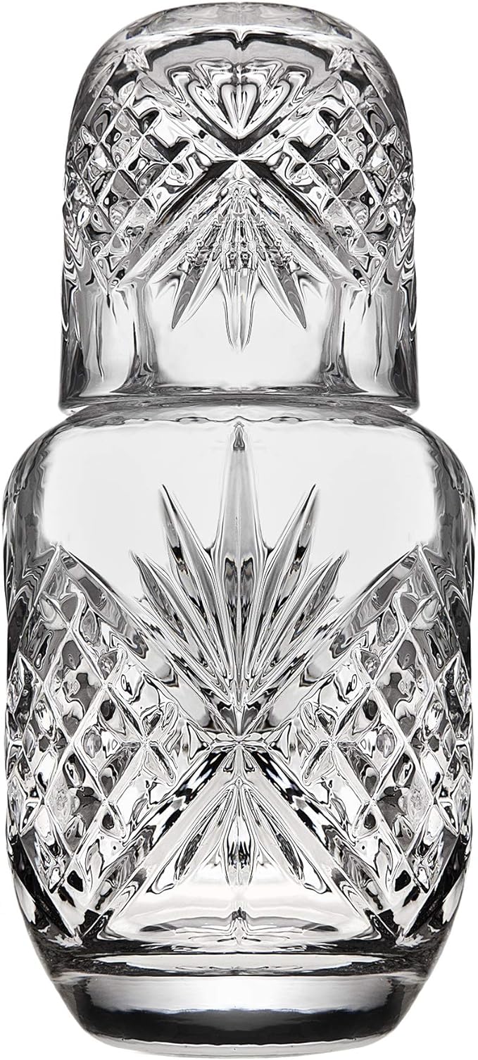 Godinger Bedside Night Carafe - Cup and Bottle to Keep Next To Your Bed for a Handy Midnight Drink, 16oz