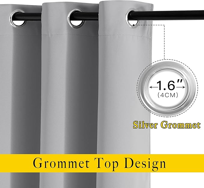 NICETOWN Insulated Blackout Curtains and Drapes - Energy Saving Thermal Insulated Solid Grommet Blackout Draperies for Sliding Glass Door/Patio (1 Pair, W80 x L84, Silver Grey)