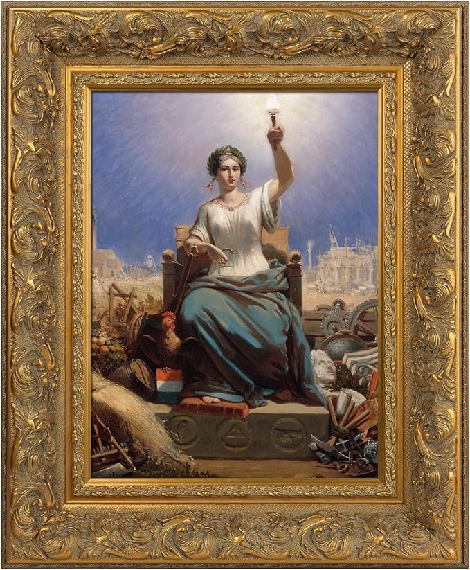 Luxury Museum Style Canvas Frame for 18x24 Oil Paintings Diamond Art Prints, 3.7" Wide DIY Wood Baroque Gallery Wall Frame for Coffee Shop Dining Room Kitchen Decor, No Back & Glass (Gold)