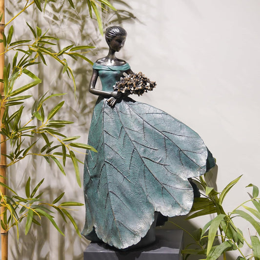 Guichifun Fairy Statue Collection Home Decoration - 22IN Leaf Angel Girls Resin Large Home Decor for Outside or Inside Rustic Garden Outdoor Yard Fantasy Figurines Gift 13.75 x 8.75 x 22 Inch