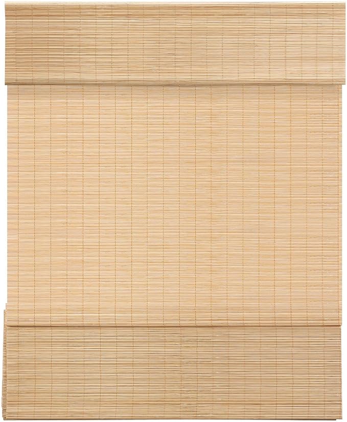 LazBlinds Cordless Bamboo Roman Shades for Windows, 46'' W x 60'' H | Natural Light Filtering Bamboo Window Blinds, Bamboo Blinds for Bedroom Living Room Office Indoor