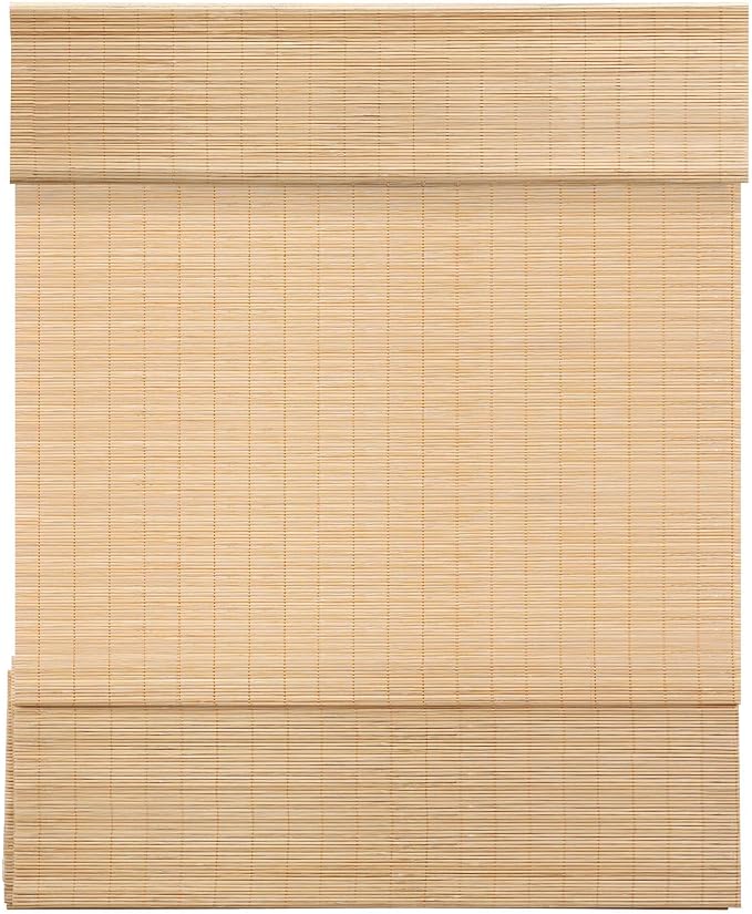 LazBlinds Cordless Bamboo Roman Shades for Windows, 31'' W x 60'' H | Natural Light Filtering Bamboo Window Blinds, Bamboo Blinds for Bedroom Living Room Office Indoor