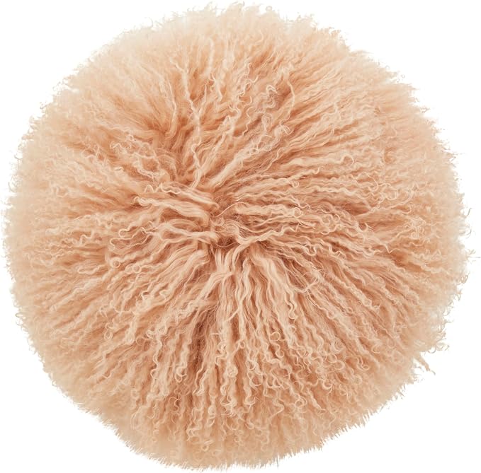 SARO LIFESTYLE Mongolian Lamb Fur Poly Filled Throw Pillow