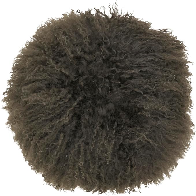 SARO LIFESTYLE 100% Wool Mongolian Lamb Fur Poly Filled Throw Pillow