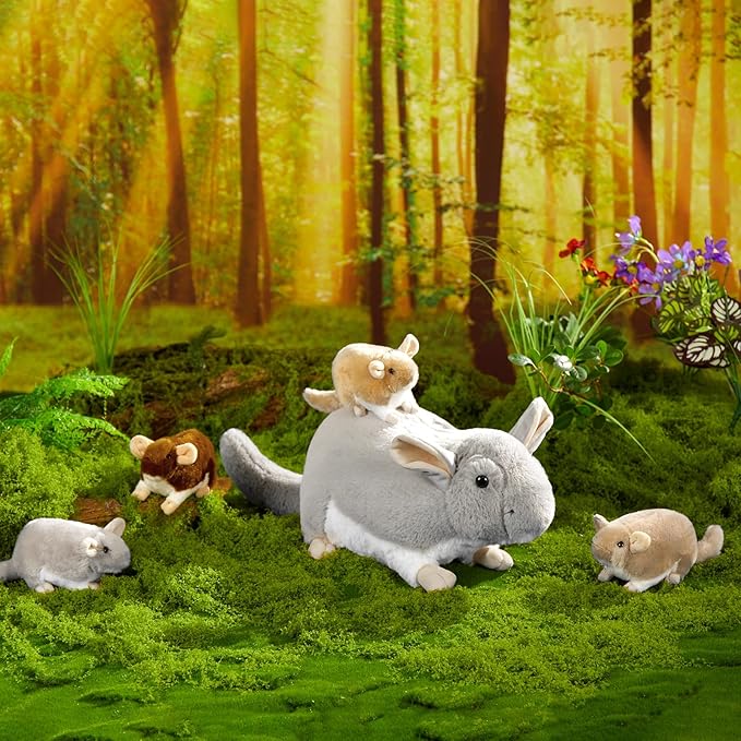 MorisMos 5Pcs Mouse Stuffed Animals, 19inch Mom Rat with 4 Babies Halloween Stuffed Mice Plush Gifts Kids, Boys, Girls