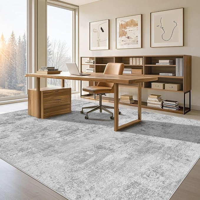 Tortania Area Rug Living Room Rugs - 9x12 Washable Large Soft Neutral Boho Moroccan Bohemian Farmhouse Rug Indoor Floor Carpet for Bedroom Under Dining Table Home Office Decor - Ivory Grey