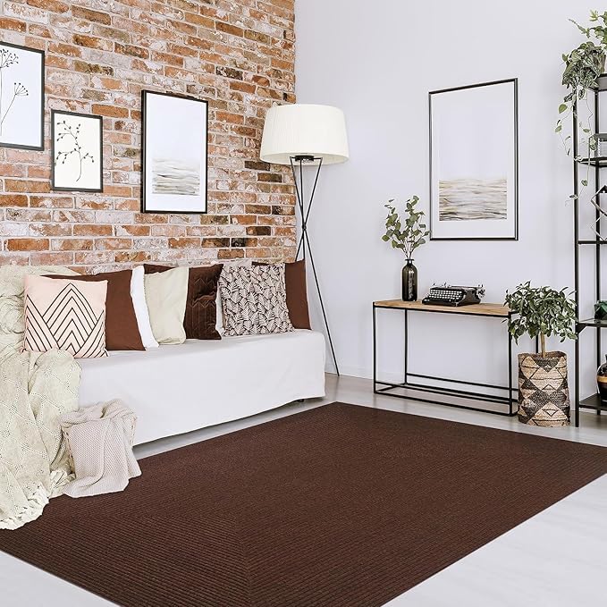 Superior Indoor Outdoor Area Rug, Handwoven Reversible Braided Home Decor for Living Room, Kitchen, Dining Room Floors, Patio, Front Porch, Deck, Modern, Boho, Farmhouse Style, 8' x 10', Cocoa