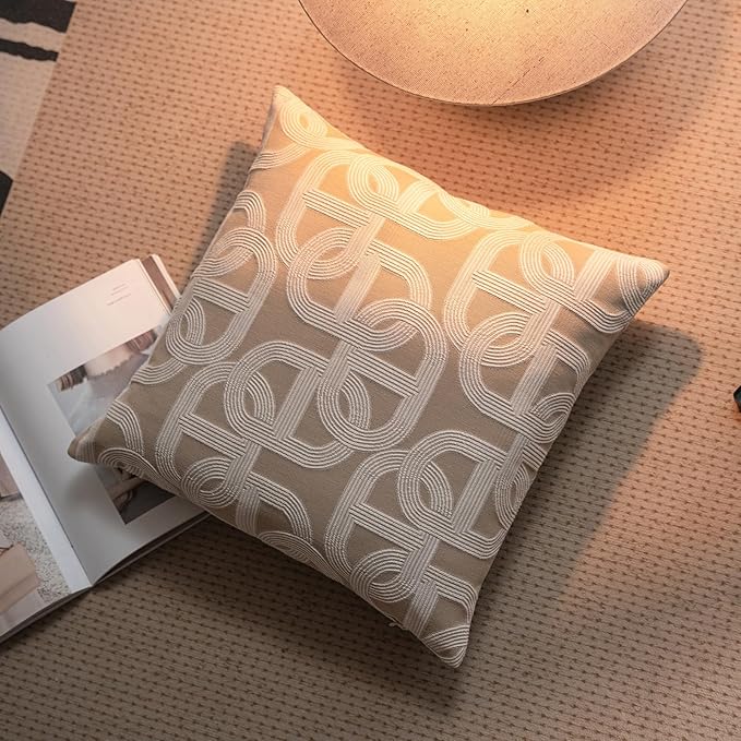 Croker Horse 22x22'' Inches Throw Pillow Cushion Cover - Pig Nose Pattern Chenille Jacquard Embroidery Luxury Modern Style Couch Sofa Pillow for Living Room Bedroom